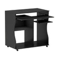 **Meuble de bureau noir avec étagères et roulettes**