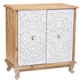 **Meuble de rangement en bois avec portes décoratives en relief**