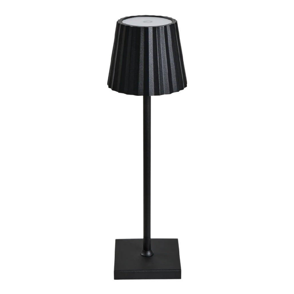 **Lampe de table design moderne en métal noir avec abat-jour plissé**