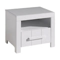 **Table de chevet blanche avec tiroir et espace de rangement**